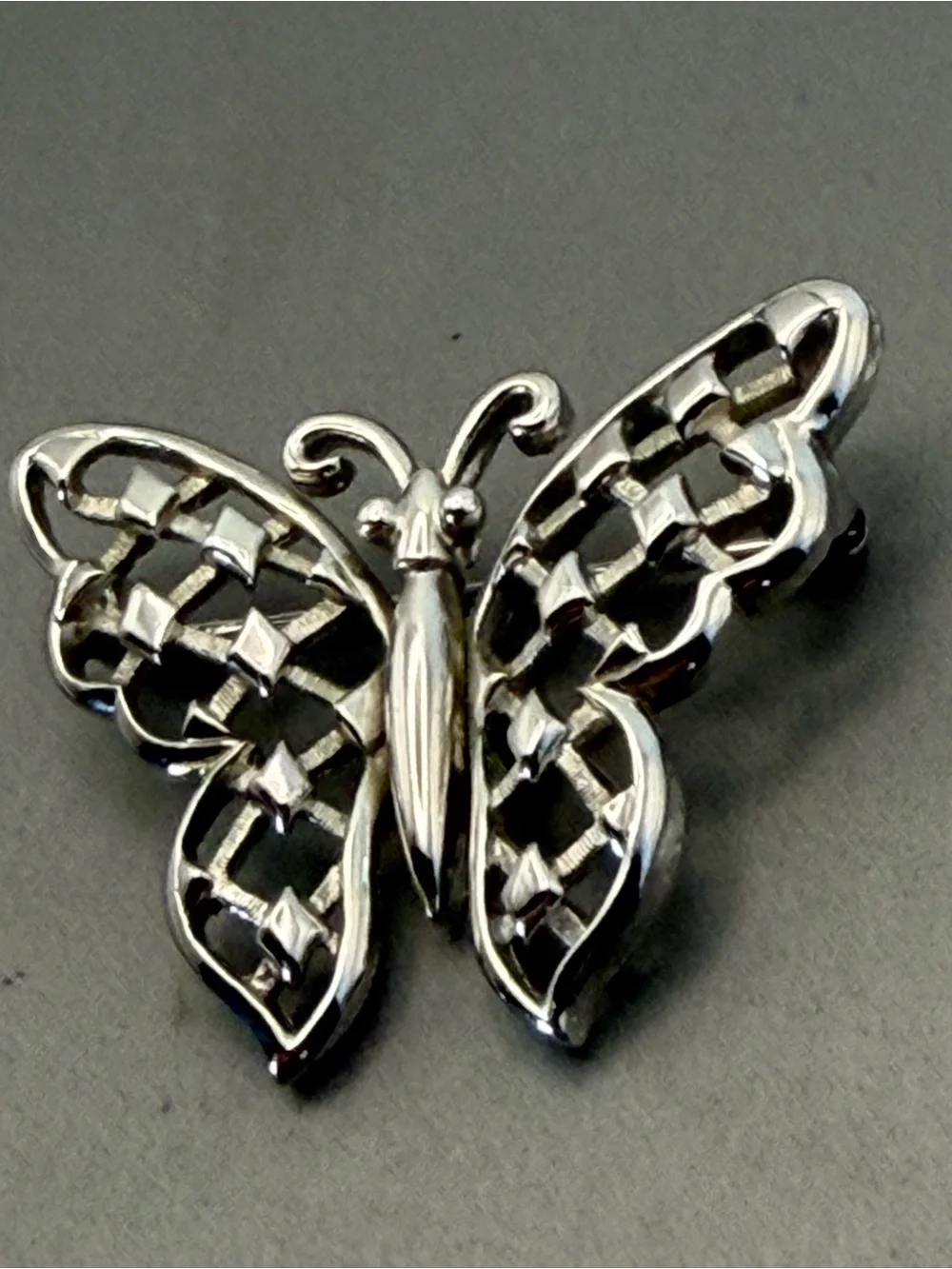 Crown Trifari Openwork Silver Tone Butterfly Pin Brooch Vintage